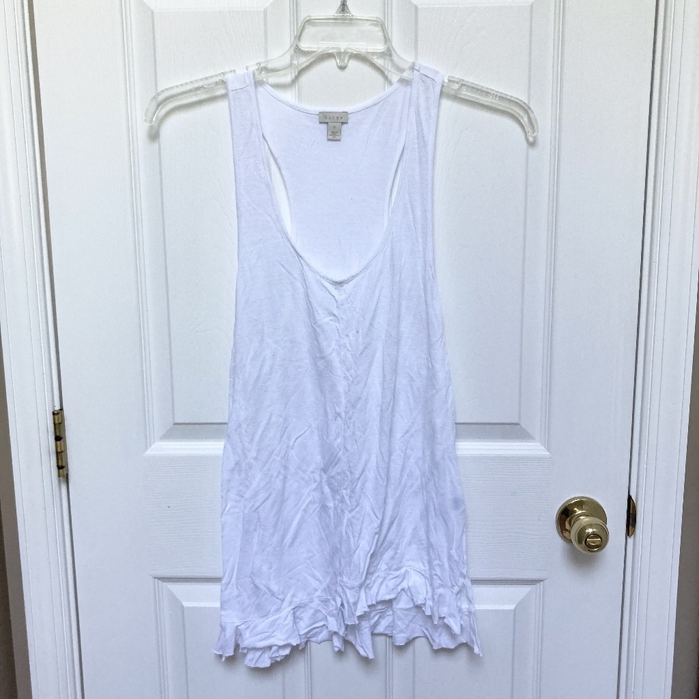 Hinge womens s white tank top ruffle hem skirted l
